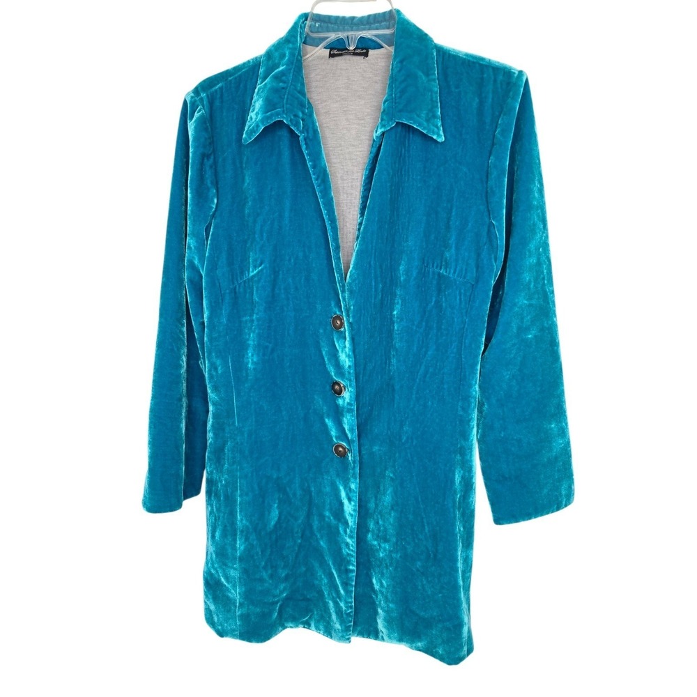 Susan Van Der Linde Couture Teal Velvet‎ Blazer Jacket Size 6